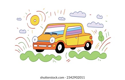 Cartoon Car Children's Illustrations and Vector Poster Design