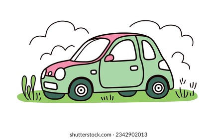 Dibujo de ilustraciones para niños y diseño de afiches para vectores de automóviles de dibujos animados