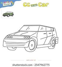 cartoon car Coloring pages and learning the alphabet. Educational game for children. fun activities for children to play and learn. with an attractive layout