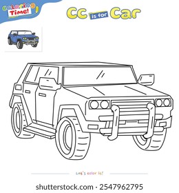 cartoon car Coloring pages and learning the alphabet. Educational game for children. fun activities for children to play and learn.