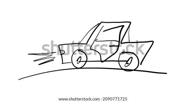 cartoon car drawing. baby vector illustration.\
white background. isolated\
object