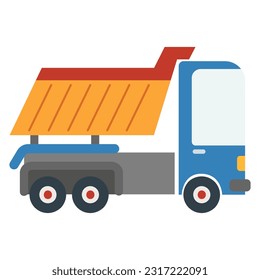 Cartoon car dump truck. Vector illustration on a white background