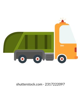 Cartoon car garbage truck. Vector illustration on a white background
