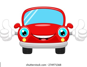 Cartoon car gives thumbs up