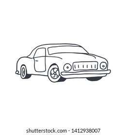 Cartoon Car Hand Drawn on white Background. Vector illustration