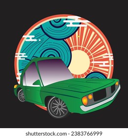 cartoon car illustration design for sukajan is mean japan traditional cloth or t-shirt with digital hand drawn Embroidery Men T-shirts Summer Casual Short Sleeve Hip Hop T Shirt Streetwear 