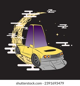 cartoon car illustration design for sukajan is mean japan traditional cloth or t-shirt with digital hand drawn Embroidery Men T-shirts Summer Casual Short Sleeve Hip Hop T Shirt Streetwear