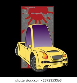 cartoon car illustration design for sukajan is mean japan traditional cloth or t-shirt with digital hand drawn Embroidery Men T-shirts Summer Casual Short Sleeve Hip Hop T Shirt Streetwear