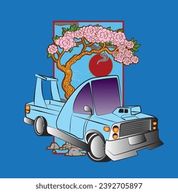 cartoon car illustration design for sukajan is mean japan traditional cloth or t-shirt with digital hand drawn Embroidery Men T-shirts Summer Casual Short Sleeve Hip Hop T Shirt Streetwear