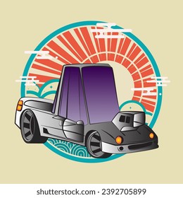 cartoon car illustration design for sukajan is mean japan traditional cloth or t-shirt with digital hand drawn Embroidery Men T-shirts Summer Casual Short Sleeve Hip Hop T Shirt Streetwear