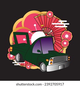 cartoon car illustration design for sukajan is mean japan traditional cloth or t-shirt with digital hand drawn Embroidery Men T-shirts Summer Casual Short Sleeve Hip Hop T Shirt Streetwear