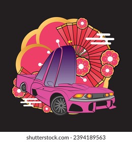cartoon car illustration design for sukajan is mean japan traditional cloth or t-shirt with digital hand drawn Embroidery Men T-shirts Summer Casual Short Sleeve Hip Hop T Shirt Streetwear