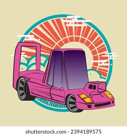 cartoon car illustration design for sukajan is mean japan traditional cloth or t-shirt with digital hand drawn Embroidery Men T-shirts Summer Casual Short Sleeve Hip Hop T Shirt Streetwear