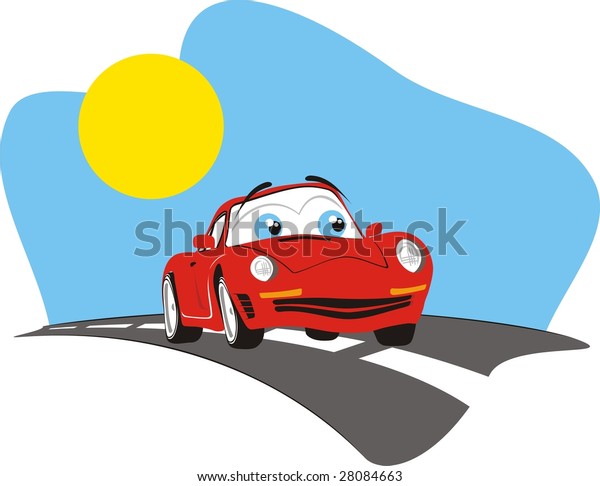 cartoon car,\
individual objects very easy to\
edit