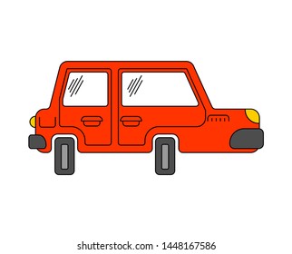 Cartoon car isolated. machine Childrens style. Vector illustration