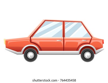 Cartoon Car Isolated on White Background. Red car Web site page and mobile app design.