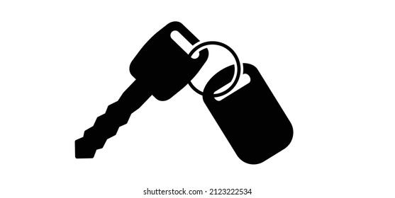 Cartoon Car Keys. Car Key Icon Or Logo. Supporting Or Service. Valet Key Symbol. Car Insurance Icon. Vector Vehicle Pictogram. Car Rental Or Sale Concept. Web And Computer Icon. Login, Password.