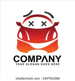 Cartoon car logo with a dizzy and confused expression