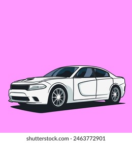 Ilustración vectorial de modelo de coche de dibujos animados