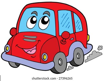 Cartoon car on white background - vector illustration.