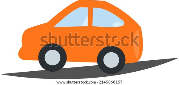 cartoon car with orange
color retro design. white background, vector illustration for
travel theme.