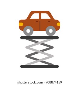 cartoon car over self propelled lift service maintenance
