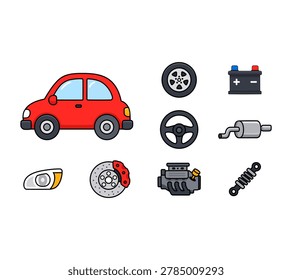 Cartoon Car With Part