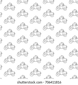 Cartoon car pattern with hand drawn cars. Cute vector black and white car pattern. Seamless monochrome car pattern for fabric, wallpapers, wrapping paper, cards and web backgrounds.