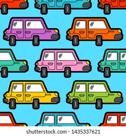 Cartoon car pattern seamless. machine Childrens style background