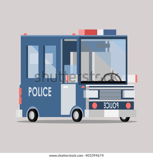 Cartoon car. the police\
van. blue truck.