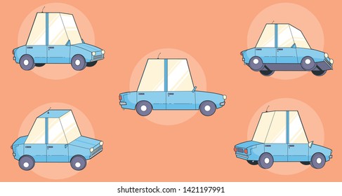 Cartoon Car Poses For Rigged Car Animation
