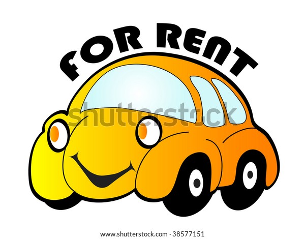 Cartoon car for rent -\
vector illustration
