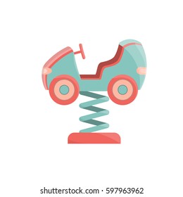 Cartoon car ride. Kids playground. Vector illustration.