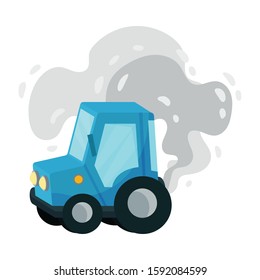 Cartoon Car Riding and Throwing Out Smoke Vector Illustration