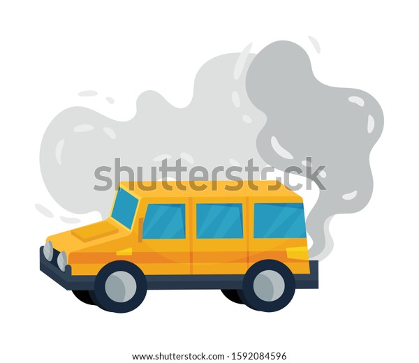 Cartoon Car Riding and Throwing Out Smoke\
Vector Illustration