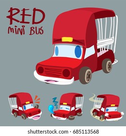 Cartoon Car Set : Red Mini-Bus [Thailand red mini-bus].