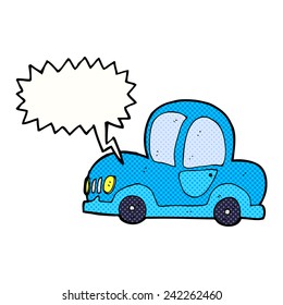 coche de dibujos animados con burbuja de habla