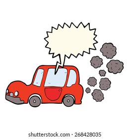 coche de dibujos animados con burbuja de habla