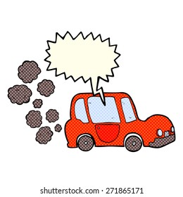 coche de dibujos animados con burbuja de habla