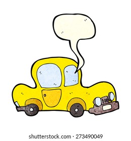 coche de dibujos animados con burbuja de habla
