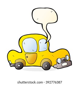 cartoon car with speech bubble