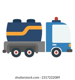Cartoon car tanker truck. Vector illustration on a white background