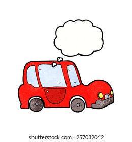 Cartoon-Auto mit Denkblase