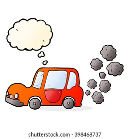 cartoon car with thought bubble