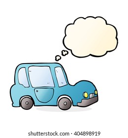 Cartoon-Auto mit Denkblase