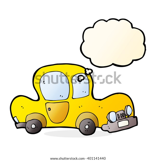 cartoon car with thought
bubble