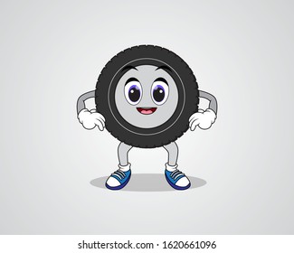 Cartoon Car Tires Company Mascot On Stock Vector (Royalty Free ...