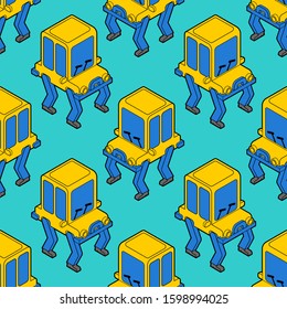 Cartoon car toy pattern seamless. Auto plaything background. Baby fabric texture. vector ornament