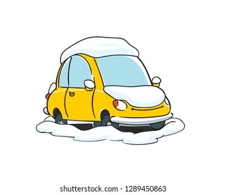 Cartoon Car Under Snow