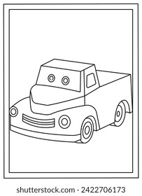 A cartoon car vector, coloring page
